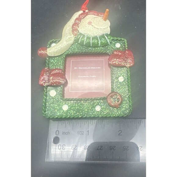 St. Nicholas Square Sparkly SNOWMAN Metal Ornament Frames-3 PC NEW Christmas - Picture 9 of 11